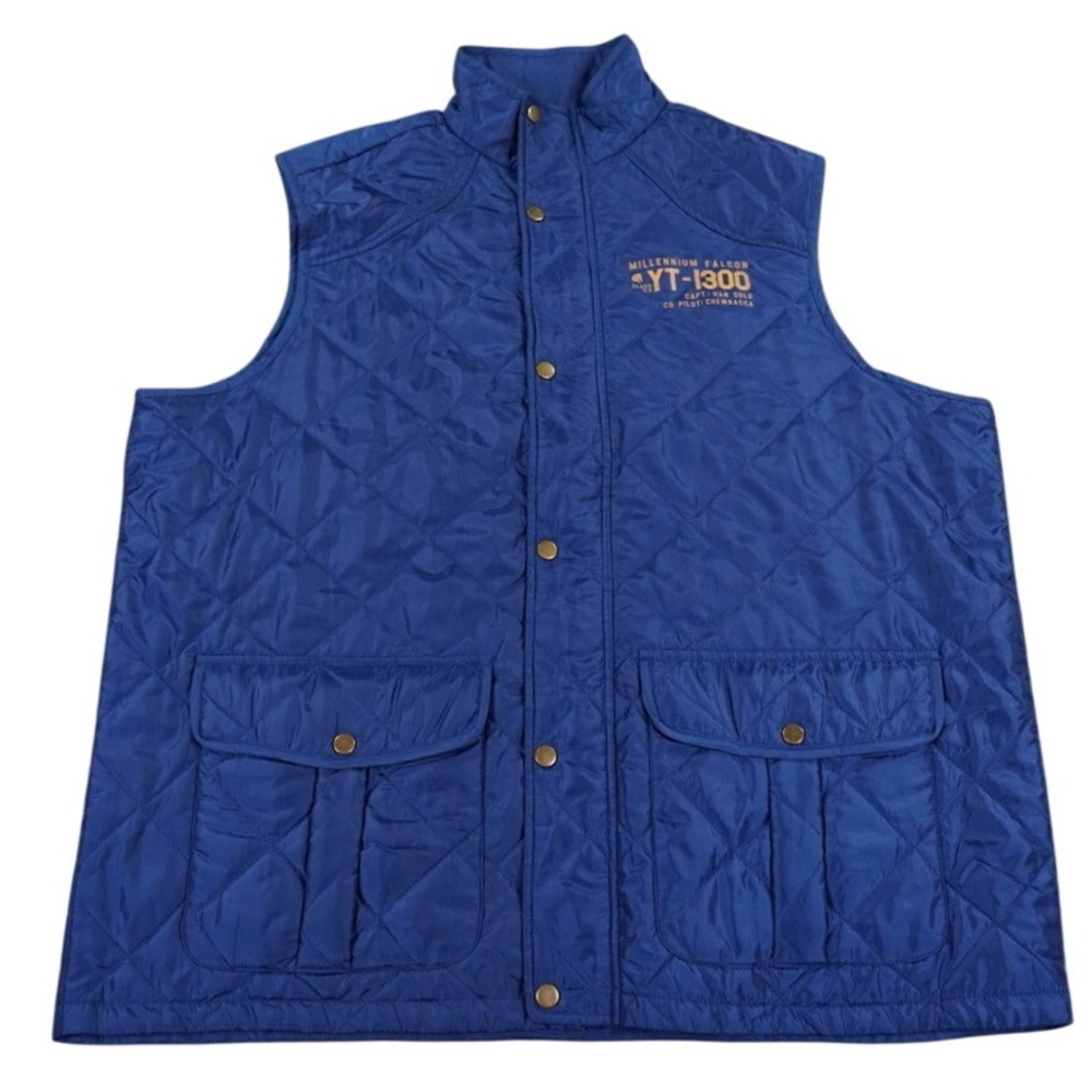 Star Wars Millennium Falcon Vest Mens XL Blue Quilted YT-1300 Han Solo